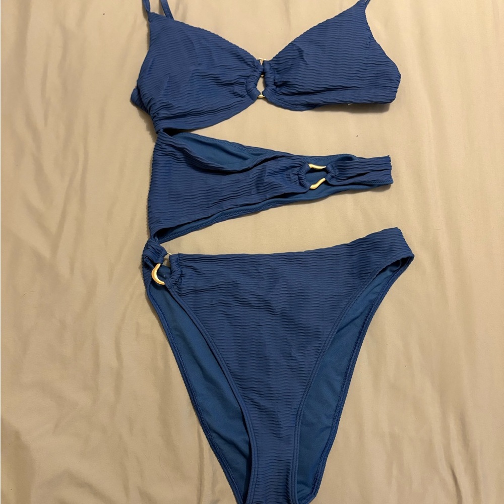Abercrombie Blue One-Shoulder Cutout Women’s Swim Bikini
